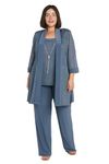 R&M Richards Women's Plus Size Metallic Rib Pant Set, Smoke, 20 Plus