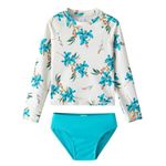 LIBREDGE Girls Rash Guard 2-Piece Swimsuit Set Long Sleeve Bathing Suits with UPF 50+ Sun Protection 2-4T Beige