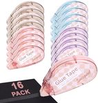 Secopad Scrapbook Tape, 16 Pack Double Sided Tape Roller for Crafts, Adhesive Glue Runner Scrapbooking Supplies Journaling School Office Teacher Supplies, 0.3IN x 26FT, Clear Light-Colored Shell