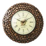 KESHA SPREE® Handcrafted Mango Wood Wall Clock with Roman Dial - Round Shape - Vintage Look- 16 Inch for Office, Home, Kitchen.