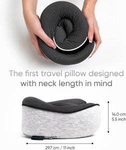 Proglobe Memory Foam Travel Pillow – Grey Neck Support Cushion