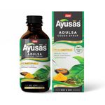 AYUSAS Sapat Adulsa Cough Syrup, Paraben Free, Child Safe, Triple-action formula,100% Natural for Wet and Dry Cough, (100 ml) (Pack of 2)