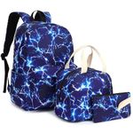 Boys Backpack for School, Kids Elementary School Bag Teens Middle Bookbag Set with Lunch Box Pencil Case (Lightning)