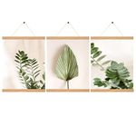 YK Artwood 3 Pack Magnetic Poster Hanger Pine Color, 12x18 12x16 12x24 Poster Frame Wood Wooden Magnet Print Posters Dowel Scroll Hanger Hangers Hanging Kit for Walls Map Canvas Artwork, DIY Canvas