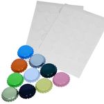 HAWORTHS 100 Flat Decorative Bottle CaP Mixed Colors(10colors) With 100 Pieces Clear Epoxy Dot Stickers for Hair Bows, DIY Pendants or Craft ScraPbooks