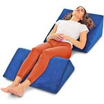 Bed Wedge Pillow – 2 Separate Memory Foam Incline Cushions, System for Legs, Knees and Back Support Pillow | Acid Reflux, Anti Snoring, Heartburn, Reading – Machine Washable, Navy