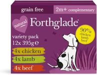 Forthglade Complementary Wet Dog Food Variety Pack (12 x 395g Trays) - Just Chicken, Lamb & Beef, 90% Meat, Grain Free Stomach Sensitive Dog Food with Natural Ingredients, Hypoallergenic Dog Food