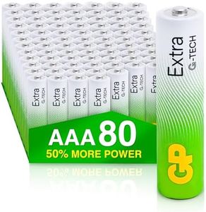 AAA Batteries Pack of 80 1.5V / Micro/Mini/Penlite / LR03 by GP Batteries Extra Alkaline Batteries Suitable for Everyday use in a Variety of Devices - Clocks/Remotes/Mouse/Torch/Etc