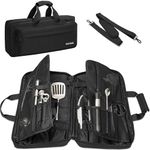 OUUTMEE Chef Knife Bag, 17-Slot Knife Storage Case with Multiple Pockets| Heavy-Duty Knife Carrying Case| Lightweight Knife Carrier Travel Bag for Chefs, Caterers & Culinary Enthusiasts (Large, Black)