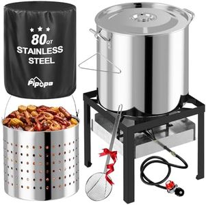 80QT Stainless Steel Crawfish Boiler | Seafood Boiling Kit | Cover & 18" Skimmer Included | 110,000BTU Propane Jet Burner | 20 PSI CSA Certified Regulator | Crab Boil Pot for Outdoor Backyard Cooking