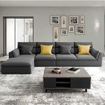 Casaliving Delton LHS 6 Seater L Shape Sofa Set for Living Room (Dark Grey) Premium Fabric