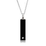 Quiges Stainless Steel Memorial Ash Holder Black Bar Cylinder Pendant for Cremation Urn Keepsake with Adjustable Cable Chain Necklace 46 to 52 cm