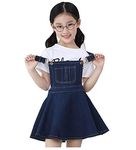 Kidscool Girls Big Bibs Adjustable Straps Denim Overall Tutu Dress,Blue,8-9 Years