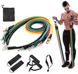 YAAXA Resistance Bands Set for Exercise, Stretching, and Workout Toning Tube Kit with Foam Handles, Door Anchor, Ankle Strap, and Carrying Bag for Men, Women