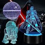 Zanetta Star Wars 3D Illusion lamp Gift, 3 Patterns 16 Colors Change 3D Night Light with Remote Control,Christmas Holiday Gifts for Kids Boys Men Star Wars Fans