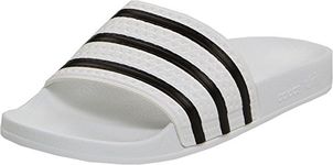 adidas mens adilette Sport Sandals Slides, White Core Black White, 9 US