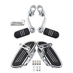 Passenger Floor Boards + Vertical Streamliner Foot Pegs w/Long Mount Kit For Harley 1 1/4" Engine Guard