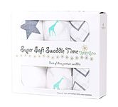 DaisyGro Luxury Swaddle Blankets, Certified Organic Muslin Cotton, 3 Unisex Designs, Large 120cm x120cm