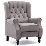 ALTHORPE WING BACK FIRESIDE RECLINER FABRIC BONDED LEATHER OCCASIONAL ARMCHAIR SOFA CHAIR (Marl Grey, Linen)