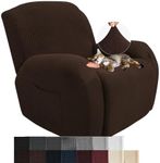 JIVINER Super Stretch Recliner Chair Covers 4 Pieces Sofa Slipcover for Recliner Chair Spandex Soft Recliner Slipcover with Pockets Recliner Furniture Protector (Recliner, Coffee)