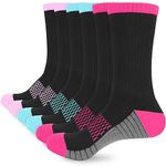 ouhos Women Ladies Work Walking Thermal Winter Socks, Black Anti Blister Hiking Sports Cosy Cotton Socks for Womens Size 4-7 Multipack, Cushioned Thick Warm Support Crew Socks 3 Pairs