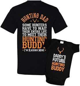 Hunting Dad and Daddy's Future Hunting Buddy Matching Father Son Shirts Black