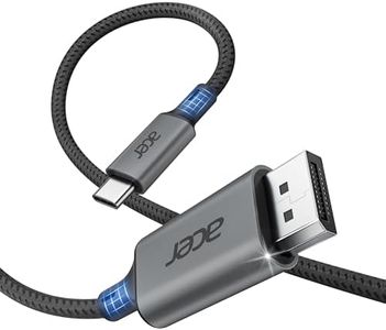 Acer USB C to DisplayPort Cable 6.6 Feet (4K@60hz 2K@165Hz), Type-C to DisplayPort Cord (Sturdy Aluminum,Plug & Play) Thunderbolt 3/4/5 Compatible with MacBook Pro/Air, iPhone 16 Pro/Max, XPS, Surface