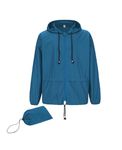 Zando Rain Coat Mens Windbreaker Lightweight Rain Jacket Men Packable Raincoat 2024 Mens Raincoats Waterproof with Hood Mens Windbreaker Male Jackets Plus Size Raincoats Waterproof Blue XL