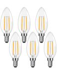 Lepro Chandelier Light Bulbs Dimmable LED, E12 Candelabra Bulbs, 60W Equivalent Candle Light Bulbs, 2700K Warm White, 500 Lumens, Vintage LED Edison Light Bulbs, B11 Decorative Light Bulbs, 6 Packs