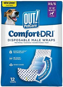 OUT! Pet Care Disposable Male Dog Diapers | Absorbent Male Wraps with Leak Proof Fit | XS/Small, 12 Count