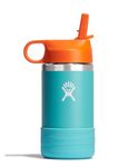 Hydro Flask 12 Oz Kids Stainless Steel Wide Mouth Water Bottle with Straw Cap and Boot, Seaspray