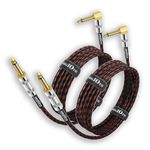 Augioth Guitar Cable 6 ft 2 Pack, Electric Instrument Bass Cable AMP Cord 1/4 Straight to Angled Dark Red Tweed