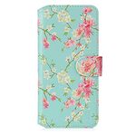 32nd Floral Series 2.0 - Design PU Leather Book Wallet Case Cover for Apple iPhone 12 (6.1") / iPhone 12 Pro (6.1"), Flower Pattern Wallet Style Flip Case With Card Slots - Spring Blue