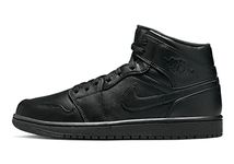 Jordan Air 1 Mid Mens Shoes, Black/Black/Black, 10.5 UK