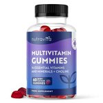 Multivitamin Gummies for Women & Men - 60 Vegan Gummies (2 Month Supply) - 14 Essential Vitamins & Minerals with Vitamin C A D B12 Biotin Zinc - Berry Flavour Chewable Adult Multi Vitamins - Nutravita