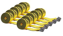 Mytee Products (10 Pack) Kinedyne Winch Straps 4" x 30' Gold Heavy Duty Tie Down w/Flat Hooks WLL# 5400 lbs | 4 Inch Cargo Control for Flatbed Truck Utility Trailer