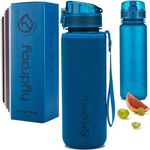 Hydracy Water Bottle with Time Marker - 500 ml 17 oz BPA Free Water Bottle -Leak Proof & No Sweat Gym Bottle with Fruit Infuser Strainer -Ideal Gift for Fitness, Sports & Outdoors -Midnight Blue