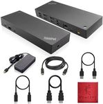 Lenovo 40AF0135US ThinkPad Docking Station Dual Monitor Hybrid USB-C with USB-A -1 Year Warranty - Supports 4K, with 135W AC Charging, HDMI & DisplayPort Cable – Compatible with Windows (RENEWED)