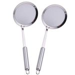 AIYoo 2 Pack Filter Spoon,Stainless Steel Fine Wire Mesh Oil Filter Deep Fat Fryer Skimmer Spoon Soup Residue Oil Strainer Colander Spoon Non-Slip Lightweight Kitchen Tool