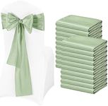 Pesonlook 50Pcs Satin Chair Sashes Ties, Sage Green Satin Chair Sashes Bows Chair Cover Back Tie Supplies for Wedding Reception Events Banquets Party, Hotel Event, Chairs Decoration