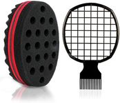 2 Pcs Afro Twist Set: Upgrade Hair Sponge and Comb for Men/Women Curls, Barber & Personal Styling