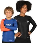 Sanabul Kids NASA Long Sleeve Compression MMA BJJ Wrestling Cross Training Rash Guard - Blue/Orange, Large