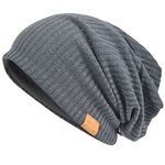 VECRY Men's Cotton Beanie Slouch Skull Cap Long Baggy Hip-Hop Winter Summer Hat (011s-Grey)(Size:M)