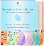 PLANTIFIQUE Superfood Under Eye Patches Dark Circle 12 Pairs with Hyaluronic Acid, Green Tea Collagen Coconut Eye Mask for Dark Circles - Puffy Eyes Skincare Gel Patches Anti-Aging for Women & Men