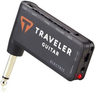 Traveler Guitar TGA-1E Electric Guitar Headphone Amplifier | Guitar Headphone Amp with 1/8" Headphone Jack and 1/8" Aux-in for Backing Tracks | Portable Guitar Amp with Gain, Tone and Volume Controls