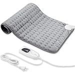 Heating Pad, Electric Heating Pad for Dry & Moist Heat, Electric Heat Pad with Multiple Temp & Timer Settings, Auto Off(Silver Gray, 24‘’×12‘’)