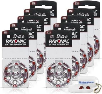 Wholesalehome Hearing aid Batteries Size 312, 60 Extra Advanced Mercury-Free Batteries with Battery Caddy