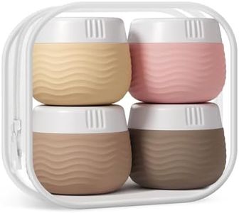Yinke Lot de 4 contenants de voyage pour produits de toilette, pots en silicone avec sac transparent, approuvés par la TSA, accessoires antifuite avec couvercle pour crème visage/corps