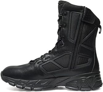 RIELD Men's Military Tactical Work Boots Lightweight Side Zipper Army Combat Hiking Boots,Black,12 M US