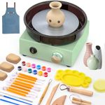 Alldeer Mini Pottery Wheel Kit - 6" Turntable Two-Way Rotation Clay Wheel, Metal Frame, Removable Splash Tray Ceramic Making Kit with 18PCS Sculpting Tools, Pottery DIY Machine for Beginners